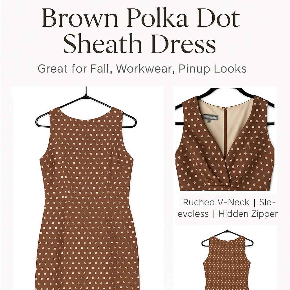 Sandro Ferrone Roma Brown Polka Dot Sheath Dress S | Italian Chic Fall Workwear
